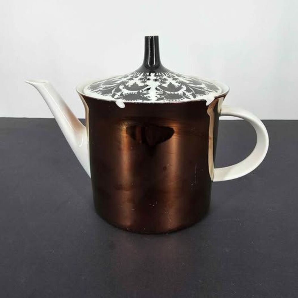 Rosenthal Germany Form E Teapot Raymond Loewy Copper Luster MCM Porcelain Pot